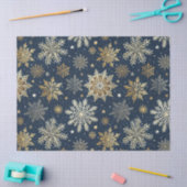 Whimsical Modern Navy Gold Snowflakes Decoupage 薄葉紙 (クラフト)