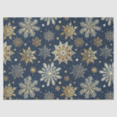Whimsical Modern Navy Gold Snowflakes Decoupage 薄葉紙 (正面)