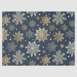 Whimsical Modern Navy Gold Snowflakes Decoupage 薄葉紙