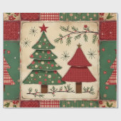 Whimsical Modern Red & Green Christmas Floral  ラッピングペーパー (フラット)