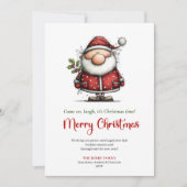 Whimsical Modern Santa Red Green Holiday Greeting シーズンカード (正面)