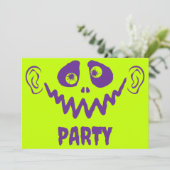 Whimsical Monster Face Faux Neon Halloween Party 招待状 (スタンド正面)