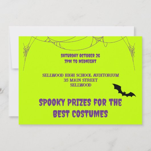 Whimsical Monster Face Faux Neon Halloween Party 招待状 (裏面)