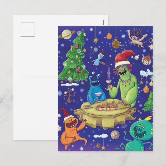 Whimsical Monsters Illustration/  シーズンポストカード (正面/裏面)