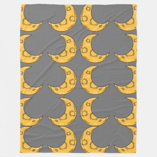 Whimsical Moon フリースブランケット (正面)
