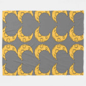 Whimsical Moon フリースブランケット (正面(横))