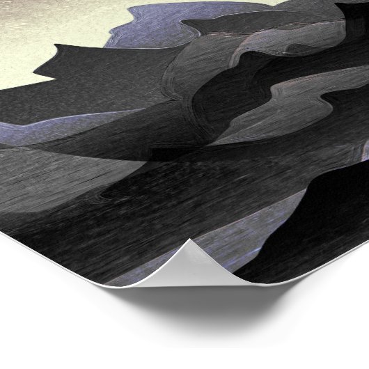 Whimsical Moon and Mountains Abstract Art ポスター (角)