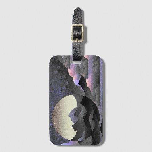 Whimsical Moon and Mountains Abstract Art ラゲッジタグ (正面縦)