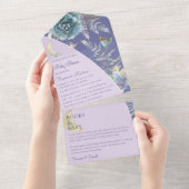 Whimsical Moon Books For Baby Purple Baby Shower オールインワン招待状 (貼ってはがせる)