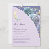 Whimsical Moon Lavender Purple Script Baby Shower 招待状 (正面)