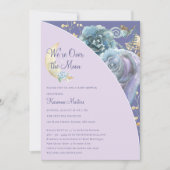 Whimsical Moon Purple Over The Moon Baby Shower 招待状 (正面)