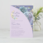 Whimsical Moon Purple Over The Moon Baby Shower 招待状 (スタンド正面)