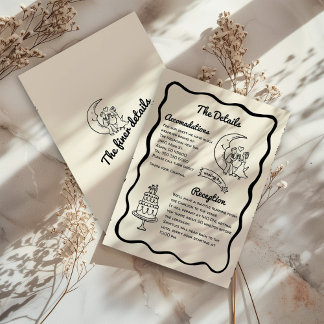 Whimsical Moon Wedding Details Enclosure Card サンキューカード