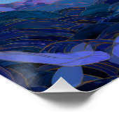 Whimsical Moonlit Dance Blue Fantasy Art ポスター (コーナー)