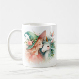 Whimsical Morning Magic Witch Unicorn Watercolor コーヒーマグカップ