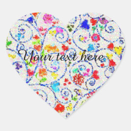 ​Whimsical Mosaic Floral Heart Sticker ハートシール