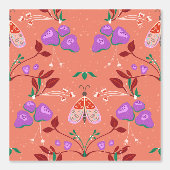 Whimsical Moth and Floral Pattern 壁紙 (正面)