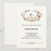Whimsical Mother Goose Wildflower Baby Shower  招待状 (正面/裏面)