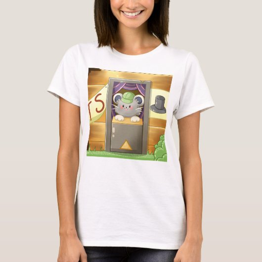 Whimsical Mouse Vendor – Cute Hat Booth Character Tシャツ (正面)