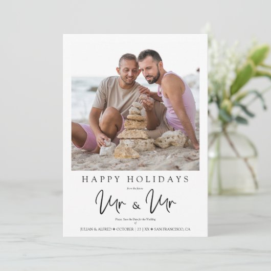 Whimsical MR & MR Gay Christmas Wedding Photo (スタンド正面)