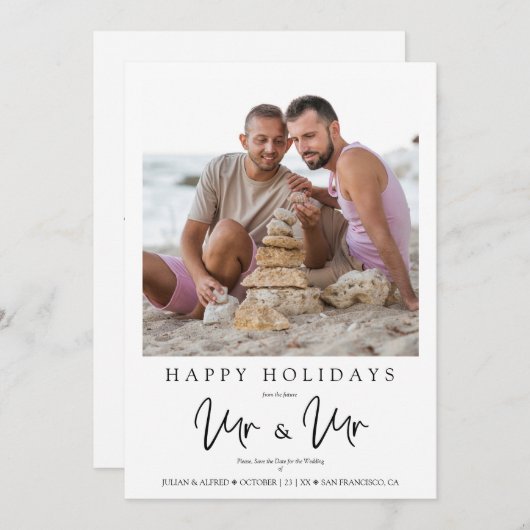 Whimsical MR & MR Gay Christmas Wedding Photo (正面/裏面)