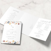Whimsical Multicolor Wildflower Monogram Wedding 三つ折りプログラム