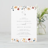 Whimsical Multicolor Wildflower Monogram Wedding 招待状 (スタンド正面)