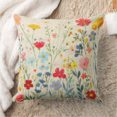 Whimsical Multicolored Floral Garden クッション (ブランケット)