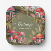 Whimsical Mushroom Baby Shower ペーパープレート (正面)