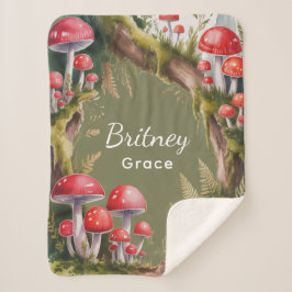 Whimsical Mushroom Baby Shower Gift シェルパブランケット