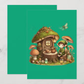 "Whimsical Mushroom Cottage Greeting Card シーズンカード (正面/裏面)