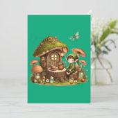 "Whimsical Mushroom Cottage Greeting Card シーズンカード (スタンド正面)