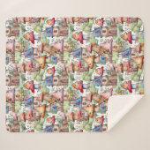 Whimsical Mushroom Cottage Pattern (1) シェルパブランケット (正面(横))