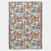 Whimsical Mushroom Cottage Pattern (1) スローブランケット (正面縦)
