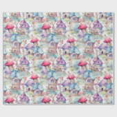 Whimsical Mushroom Cottage Pattern (6) ラッピングペーパー (フラット)