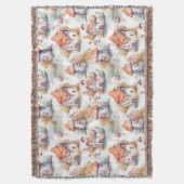 Whimsical Mushroom Cottage Pattern (9) スローブランケット (正面縦)