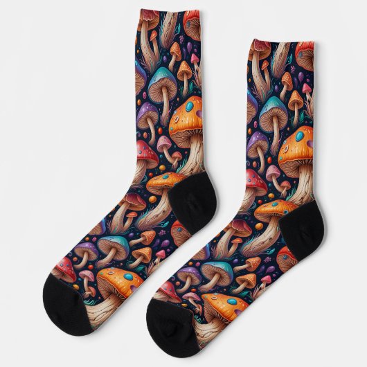 Whimsical Mushroom Crew Socks ソックス (左)