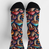 Whimsical Mushroom Crew Socks ソックス (上部)