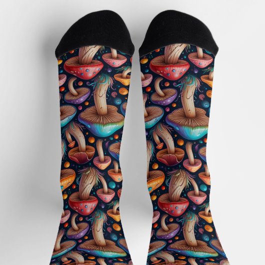 Whimsical Mushroom Crew Socks ソックス (上部)
