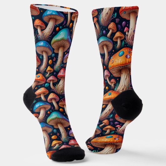 Whimsical Mushroom Crew Socks ソックス (傾斜あり)
