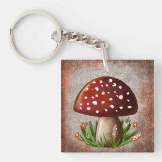 Whimsical Mushroom & Fungi Motif – Nature-Inspired キーホルダー (正面)