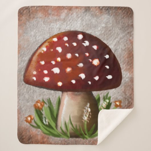 Whimsical Mushroom & Fungi Motif – Nature-Inspired シェルパブランケット (正面)