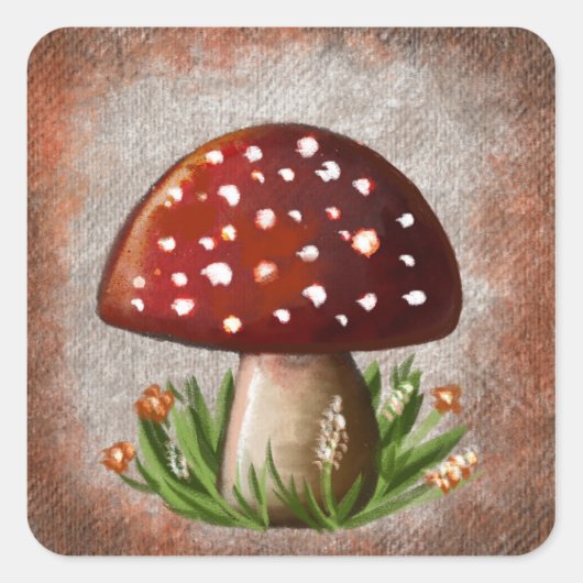 Whimsical Mushroom & Fungi Motif – Nature-Inspired スクエアシール (正面)
