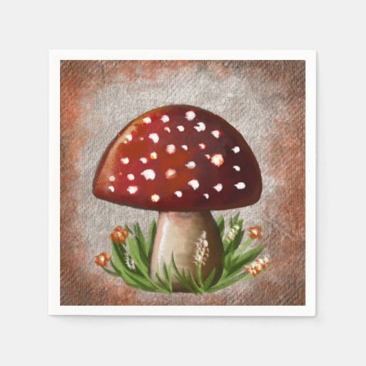Whimsical Mushroom & Fungi Motif – Nature-Inspired スタンダードカクテルナプキン (正面)