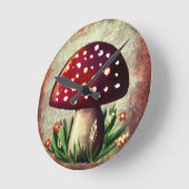 Whimsical Mushroom & Fungi Motif – Nature-Inspired ラウンド壁時計 (傾斜)