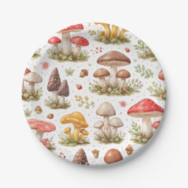 Whimsical Mushroom Pattern, Nature Inspired Design ペーパープレート