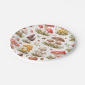 Whimsical Mushroom Pattern, Nature Inspired Design ペーパープレート (アングル)