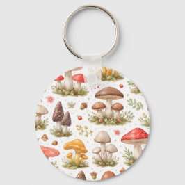 Whimsical Mushroom Pattern – Vintage Botanical  キーホルダー