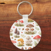Whimsical Mushroom Pattern – Vintage Botanical  キーホルダー (正面)