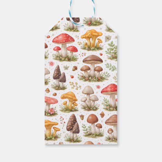 Whimsical Mushroom Pattern – Vintage Botanical ギフトタグ (裏面)